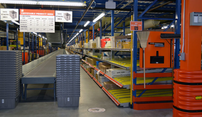 Frazier Industrial Company's Pick Module enables storage of many retail SKU's by means of SelecDeck Case Flow.