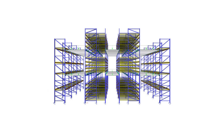 A 3D Model of Frazier's Pick Module racking from SCIA Engineer.