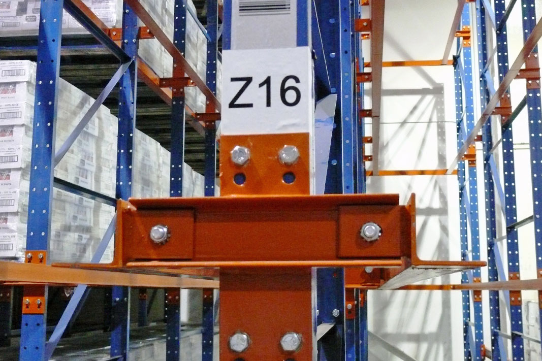 A set of Drive-In pallet rack arms.