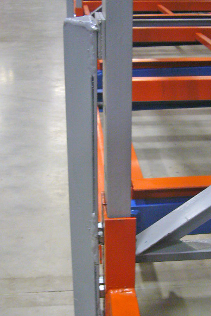 A Post Protector on pallet rack.