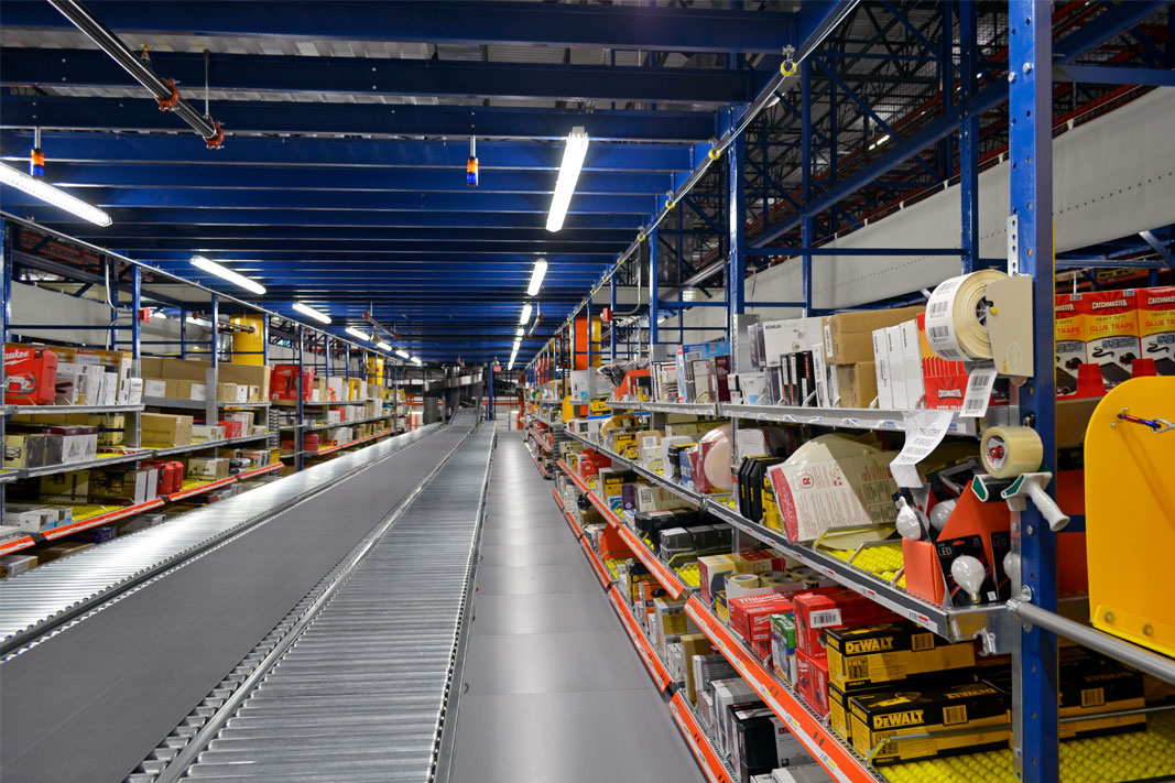 A Pick Module pallet rack system for a retail application.